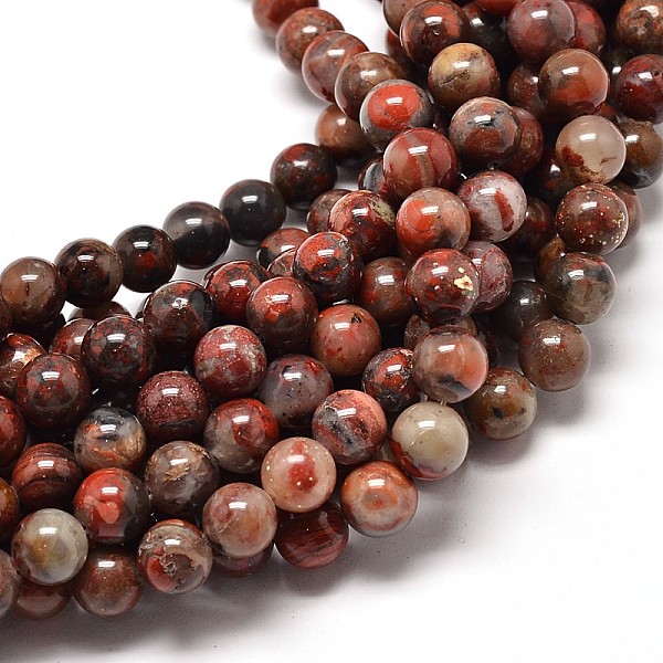 

PandaHall Natural Brecciated Jasper Round Bead Strands, 6mm, Hole: 1mm, about 68pcs/strand, 16 inch Brecciated Jasper Round