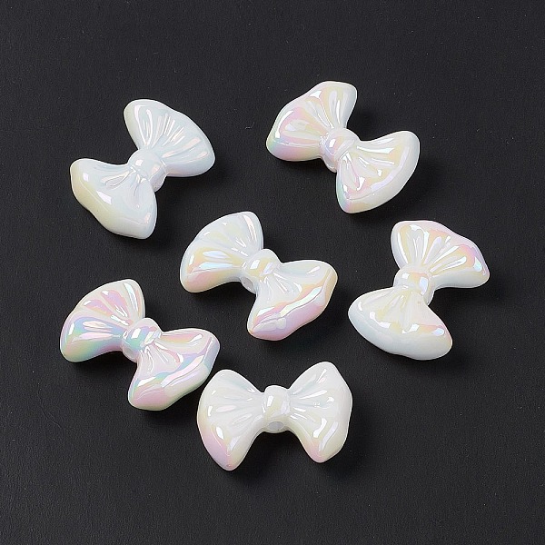 

PandaHall Opaque Acrylic Beads, AB Color, Bowknot, White, 20x28x9mm, Hole: 2.8mm Acrylic Bowknot White