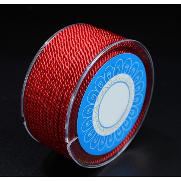

PandaHall Round Nylon Cords, Milan Cords/Twisted Cords, Red, 1.5mm, about 25.15 yards(23m)/roll Nylon Red