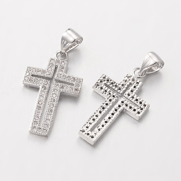 

PandaHall Cross Brass Micro Pave Cubic Zirconia Pendants, Lead Free & Nickel Free, Platinum, 21x12.5x1.5mm, Hole: 3x4mm Brass+Cubic Zirconia...