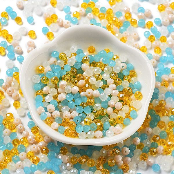 

PandaHall Glass Beads, Faceted, Rondelle, Aqua, 4x3mm, Hole: 0.4mm, about 6800pcs/500g Glass Rondelle Cyan