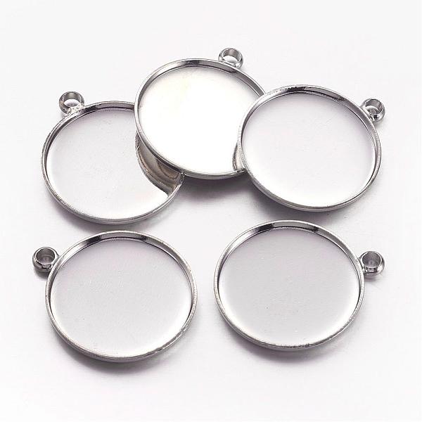 

PandaHall Brass Pendant Cabochons Settings, Plain Edge Bezel Cups, For DIY Jewelry, Flat Round, Platinum, Tray: 20mm, 21mm, Hole: 2mm Brass...