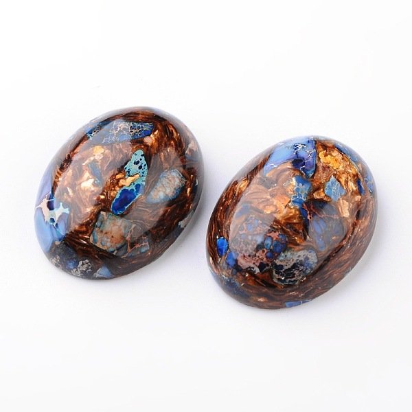 

PandaHall Assembled Synthetic Bronzite and Imperial Jasper Cabochons, Oval, 40x31x14.5mm Imperial Jasper Oval