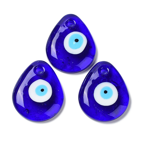 

PandaHall Handmade Lampwork Evil Eye Big Pendants, Teardrop Charm, Blue, 50.5x40x8.5mm, Hole: 5mm Lampwork Teardrop Blue
