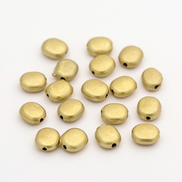 

PandaHall Oval Matte Style Plastic Beads, Gold, 8x7x4mm, Hole: 1.5mm, about 5000pcs/500g Plastic Oval Gold