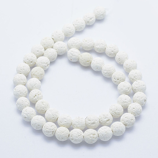 

PandaHall Synthetic Lava Rock Beads Strands, Dyed, Round, White, 6mm, Hole: 1mm, , about 63pcs/strand, 15.7 inch(40cm) Lava Rock Round White