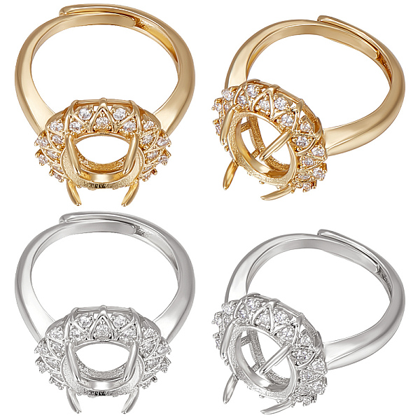 

PandaHall Beebeecraft 1 Box 4Pcs Prong Ring Brass Adjustable 4 Claws Flower Blanks Finger Ring Bases Settings Components with Cubic Zirconia...