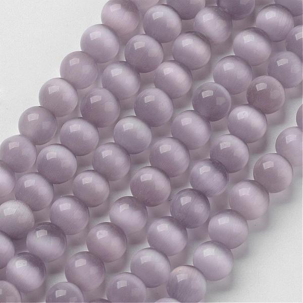 

PandaHall Cat Eye Beads, Round, Thistle, 6mm, Hole: 1mm, about 66pcs/strand, 15.5 inch Glass Round Purple