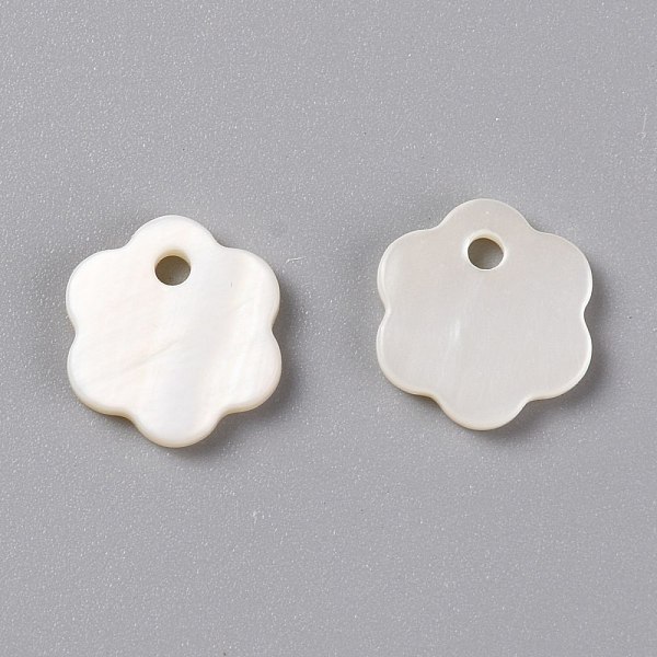 

PandaHall Natural Freshwater Shell Charms, Flower, Seashell Color, 10x9x1mm, Hole: 1.4mm Freshwater Shell Flower