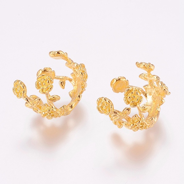

PandaHall Brass Fancy Bead Caps, Flower, Long-Lasting Plated, 4-Petal, Real 24K Gold Plated, 14x16x18mm, Hole: 2.5mm Brass