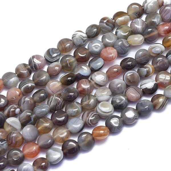 

PandaHall Natural Botswana Agate Beads Strands, Flat Round, 8x5mm, Hole: 0.8mm, about 51pcs/Strand, 15.55 inch(39.5cm) Botswana Agate Flat...