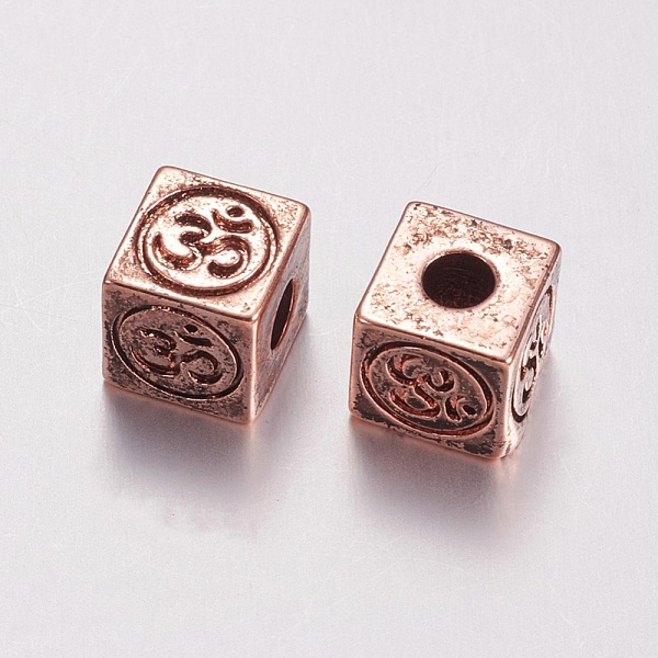 

PandaHall Brass Beads, Cube, Antique Rose Gold, 8x8x8mm, Hole: 3mm Brass Cube