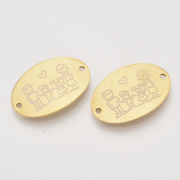 

PandaHall 201 Stainless Steel Links connectors, Oval with Family Pattern, Golden, 20x30x1mm, Hole: 1.8mm 201 Stainless Steel Oval