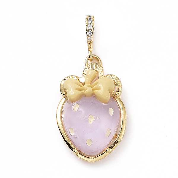 

PandaHall Opaque Resin Pendants, Strawberry Charm, with Brass Micro Pave Clear Cubic Zirconia Findings, Cadmium Free & Lead Free, Real 18K..., Purple