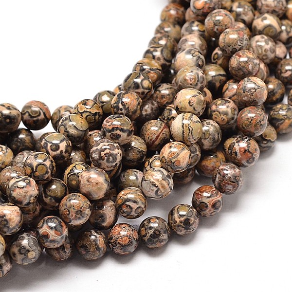 

PandaHall Natural Leopard Skin Jasper Round Bead Strands, 10mm, Hole: 1mm, about 40pcs/strand, 16 inch Leopard Skin Jasper Round