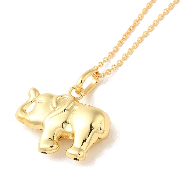 

PandaHall Elephant Pendant Necklaces, Brass Cable Chain Necklaces for Women, Real 18K Gold Plated, 17.60 inch(447mm) Brass Elephant Clear