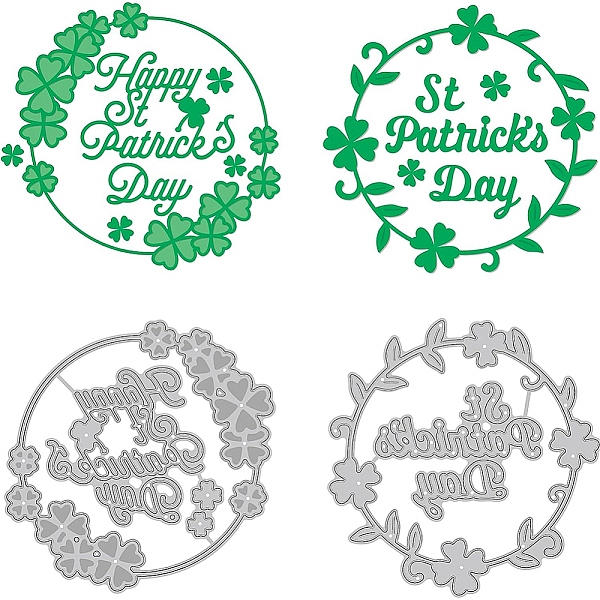 

PandaHall BENECRAET 2 Styles Happy Saint Patrick's Day Carbon Steel Cutting Dies Stencils, Four Leaf Clover Wreath for DIY Scrapbooking...