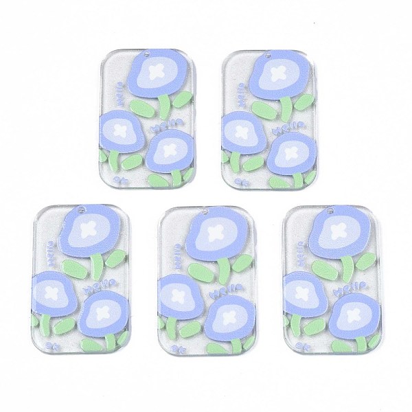 

PandaHall Transparent Printed Acrylic Pendants, with Glitter Powder, Rectangle with Flower, Lilac, 43x27x2.5mm, Hole: 1.4mm Acrylic..., Purple