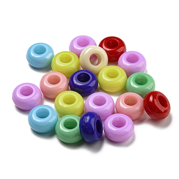 

PandaHall Opaque Acrylic European Beads, Large Hole Beads, Rondelle, Mixed Color, 13~13.5x8mm, Hole: 6mm Acrylic Rondelle Multicolor