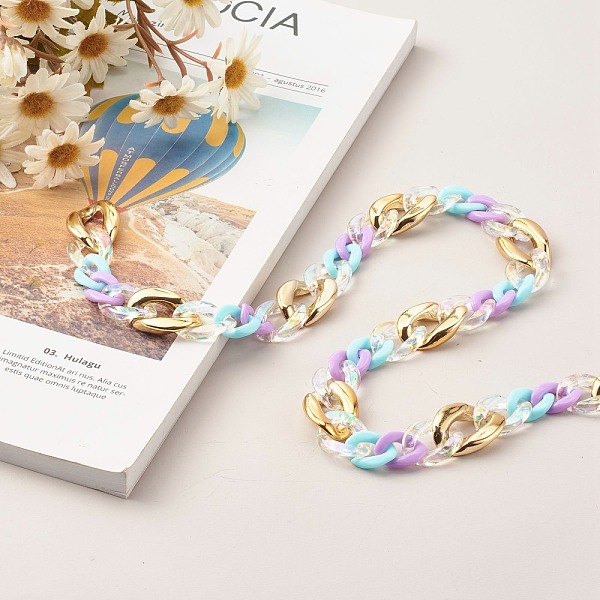 

PandaHall Handmade Opaque Spray Painted Acrylic & CCB Plastic Chain, for Purse Strap Handbag Link Chains Making, Orchid, 100cm Acrylic..., Purple