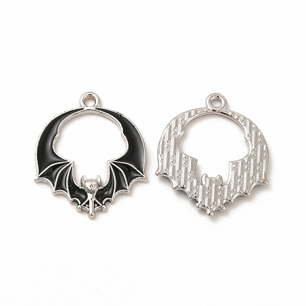 

PandaHall Rack Plating Alloy Enamel Pendants, Cadmium Free & Nickel Free & Lead Free, Halloween Theme, Bat Charm, Platinum, Black, 19x23x2mm...