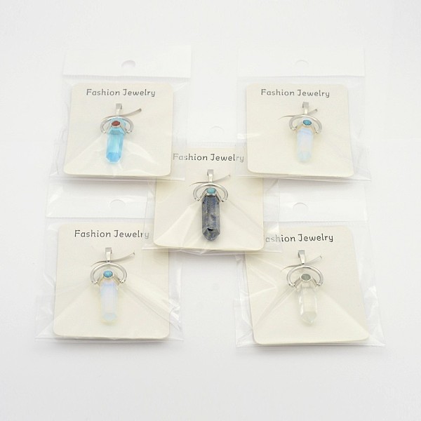 

PandaHall Gemstone Pendants, Faceted, Column, Platinum Metal Color, Mixed Color, 49x18x8mm, Hole: 8x4mm Mixed Stone Column Multicolor