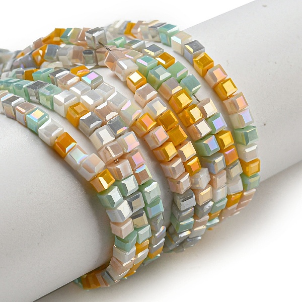 

PandaHall Electroplate Glass Beads Strands, Full Rainbow Plated, Faceted, Cube, Orange, 2~2.5x2.5~3x2.5~3mm, Hole: 0.8mm, about...