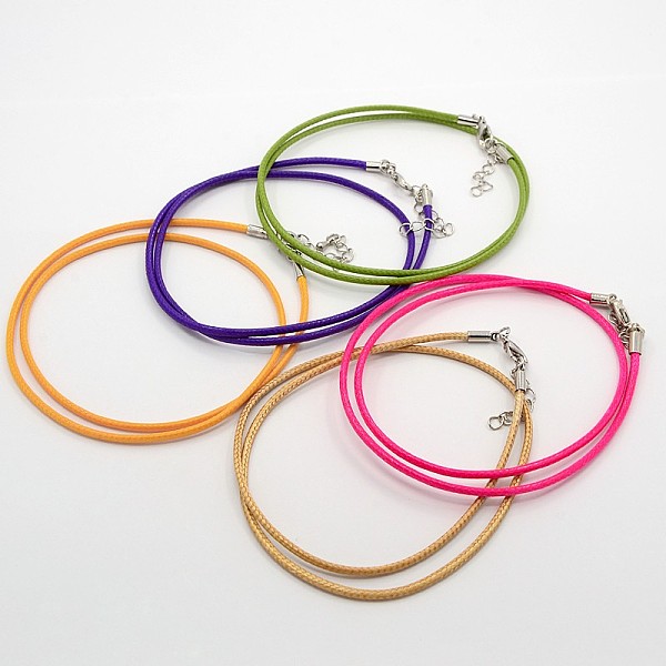 

PandaHall Waxed Cord Necklace Making, with Brass Lobster Claw Clasps and Brass Tail Chains, Mixed Color, 18 inch Waxed Cotton Cord..., Multicolor