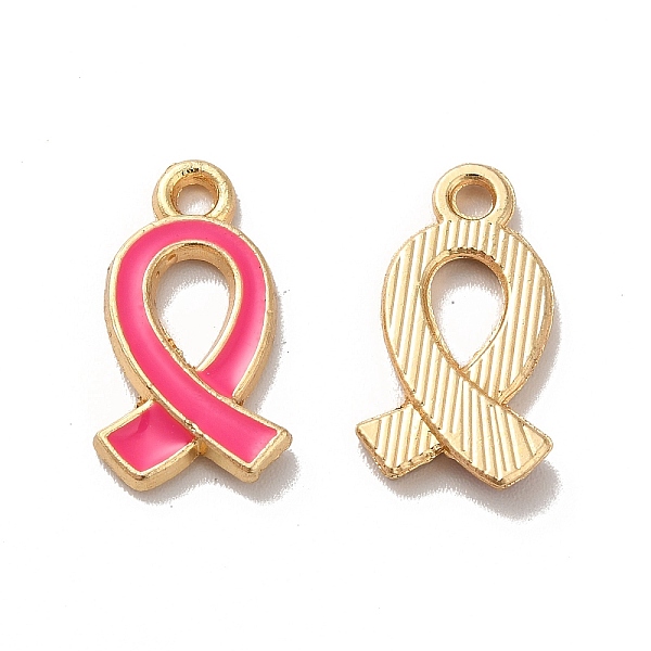 

PandaHall Alloy Enamel Pendants, Golden, October Breast Cancer Pink Awareness Ribbon Charm, Deep Pink, 17x10x2mm, Hole: 1.6mm Alloy+Enamel...