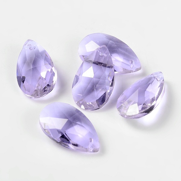 

PandaHall Faceted Teardrop Glass Pendants, Lilac, 22x13x7mm, Hole: 1mm Glass Teardrop Purple