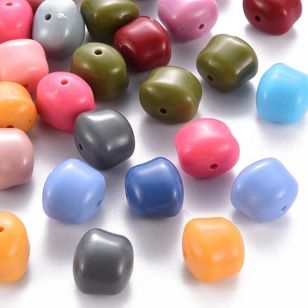

PandaHall Opaque Acrylic Beads, Cuboid, Mixed Color, 13x14.5x11mm, Hole: 1.8mm, about 330pcs/500g Acrylic Cuboid Multicolor