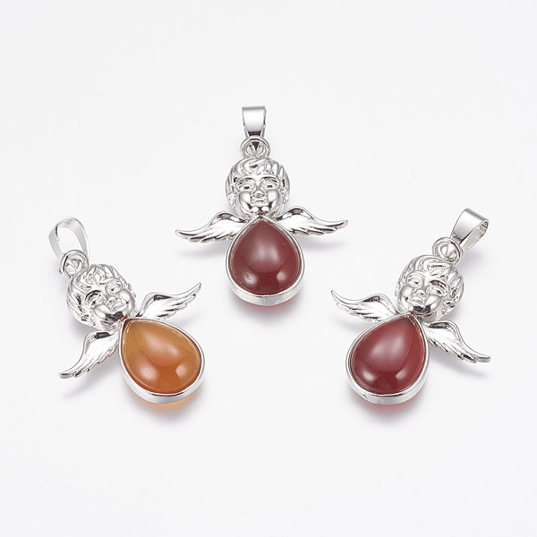 

PandaHall Natural Carnelian Pendants, Angel, with Brass Finding, Platinum, 35x29.5x6mm, Hole: 4x7mm Carnelian Angel & Fairy
