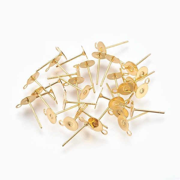 

PandaHall 304 Stainless Steel Stud Earring Settings, with Loop, Golden, 12x6mm, Hole: 1mm, Pin: 0.4mm, Tray: 6mm 304 Stainless Steel Others