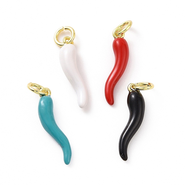 

PandaHall Rack Plating Brass Enamel Charms, with Jump Ring, Long-Lasting Plated, Real 18K Gold Plated, Cadmium Free & Lead Free, Horn of..., Multicolor