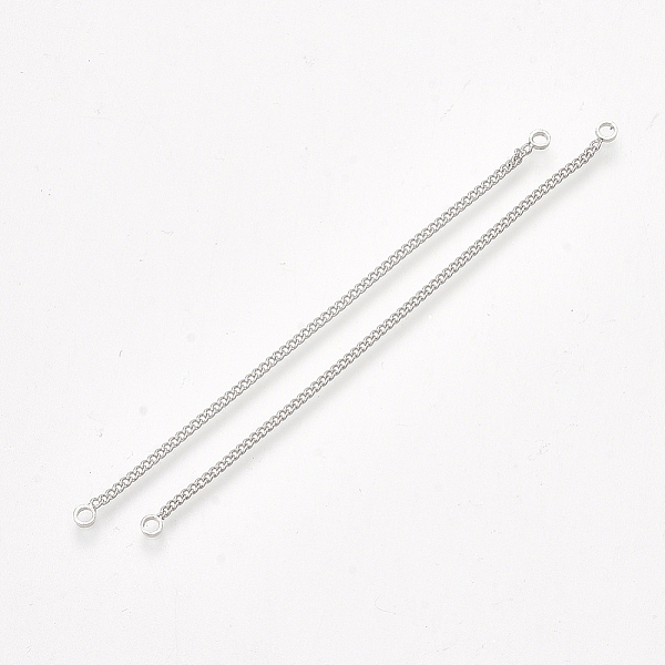 

PandaHall Brass Chain Links connectors, Real Platinum Plated, 73~74x1x1mm, Hole: 1.6mm Brass Others