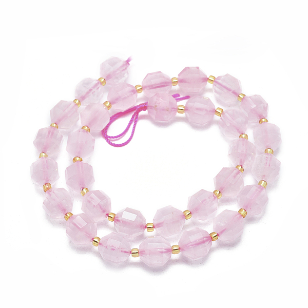 

PandaHall Natural Rose Quartz Beads Strands, Faceted, Round, 9~10mm, Hole: 1mm, about 31~33pcs/Strand, 14.5 inch~15.9 inch(37~40.5cm) Rose...
