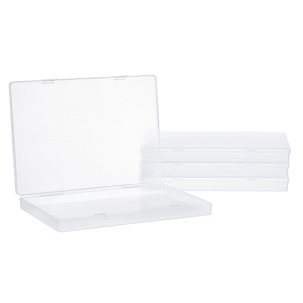 PandaHall Transparent Plastic Bead Containers, with Hinged Lids, Rectangle, Clear, 16.7x11.7x1.7cm Plastic Rectangle Clear