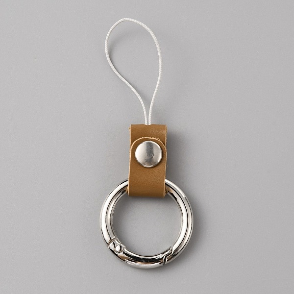 

PandaHall Leather and Zinc Alloy Mobile Phone Finger Rings, Finger Ring Short Hanging Lanyards, Chocolate, 7.8cm Alloy Brown