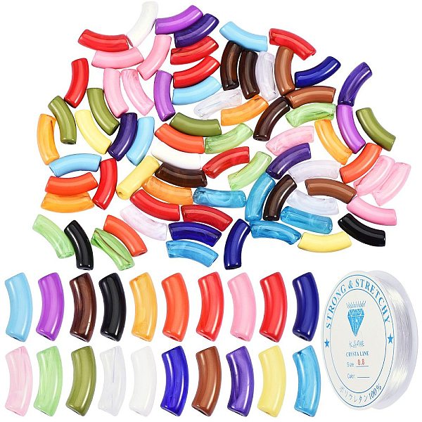

PandaHall DIY Jewelry Making Kits, Including Acrylic Opaque Tube Beads and Elastic Crystal Threads, Mixed Color, 34.5x13x11mm, Hole: 3.5mm..., Multicolor