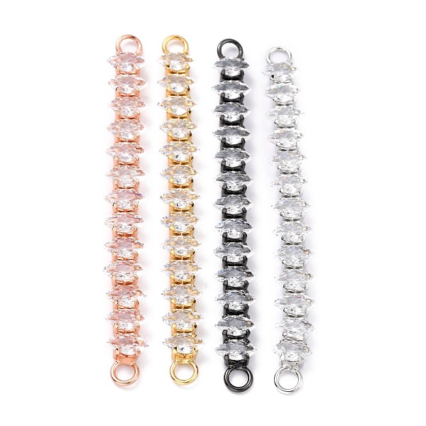 

PandaHall Brass Clear Horse Eye Cubic Zirconia Links Connectors, Real 18K Gold Plated, Long-Lasting Plated, Rectangle, Mixed Color...