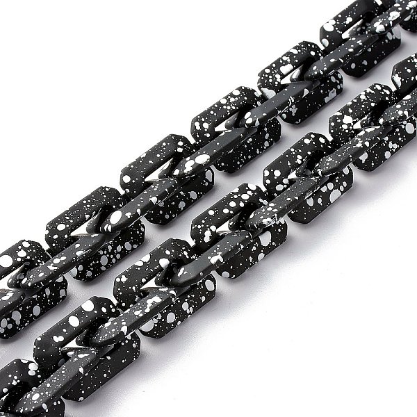 

PandaHall Spray Painted CCB Plastic Cable Chains, Rectangle, Black, 28x21x6mm, 39.37 inch(1m)/strand Plastic Black