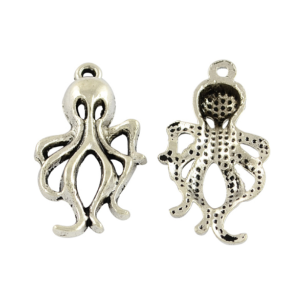 

PandaHall Tibetan Style Alloy Octopus Pendants, Cadmium Free & Lead Free, Antique Silver, 30.5x17x4.5mm, Hole: 2mm Alloy Fish