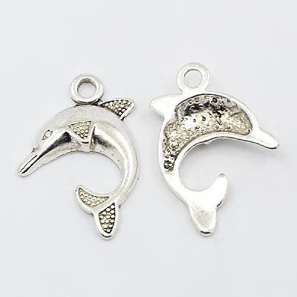 

PandaHall Alloy Pendants, Lead Free and Cadmium Free, Dolphin, Antique Silver Color, 24x21x4mm, Hole: 3mm Alloy Dolphin