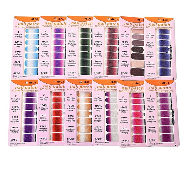 

PandaHall Full Cover Nail Art Stickers, Self-adhesive, For Nail Tips Decorations, Mixed Color, 14.5x7.5cm, 12sheets/set Paper Others..., Multicolor