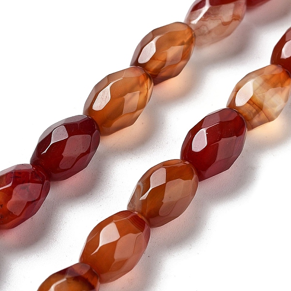 

PandaHall Natural Red Agate Beads Strands, Faceted Rice, 12.5x8mm, Hole: 1.2mm, about 16pcs/strand, 7.68 inch(19.5cm) Red Agate Rice