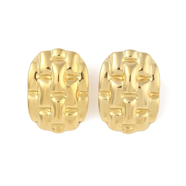 

PandaHall Ion Plating(IP) 304 Stainless Steel Stud Earrings for Women, Oval with Tartan, Real 18K Gold Plated, 27.5x19mm 304 Stainless Steel...
