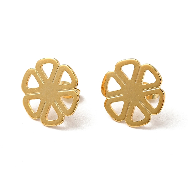 

PandaHall 201 Stainless Steel Stud Earring Findings, with 304 Stainless Steel Pin & Hole & Friction Ear Nuts, Flower, Real 24K Gold Plated...