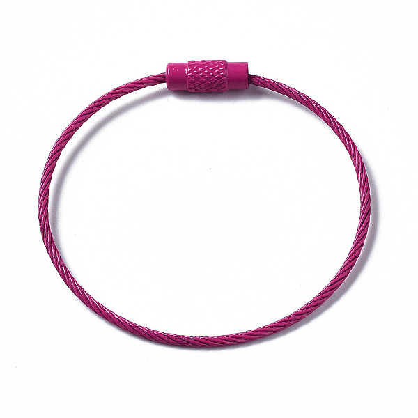 

PandaHall Spray Painted 201 Stainless Steel Wire Cable Keychains, Key Rings for Outdoor, Hanging Luggage Tags, Keys and ID Tag Keepers..., Pink
