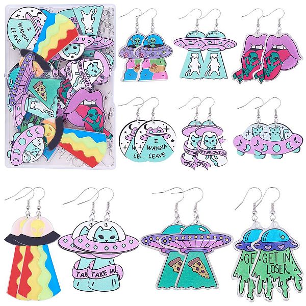 

PandaHall DIY UFO Earring Making Kit, Including Acrylic Pendants, Iron Earring Hooks, Brass Jump Rings, Mixed Color, 60Pcs/box Acrylic..., Multicolor