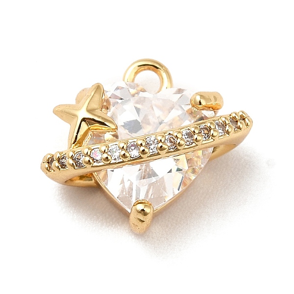 

PandaHall Brass Cubic Zirconia Charms, Real 18K Gold Plated, Heart with Star Charm, Clear, 11x12x7.5mm, Hole: 1.5mm Brass+Cubic Zirconia...